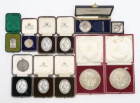 A COLLECTION OF CASED SILVER BAKING PRESENTATION MEDALS WON BY Wm. GARDINER & SON OF GLASGOW