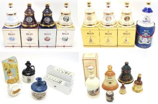 SCOTCH WHISKY Various Novelty Miniatures And Empty Bell's Whisky Decanters, Black & White dominoes