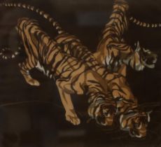 NORBERTINE BRESSLERN-ROTH (AUSTRIAN 1891-1978) TIGERS (1923) Linocut in colours, signed and