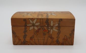 ELIZABETH MARY WATT (SCOTTISH 1886-1954) A hand painted wooden jewellery box, decorated with