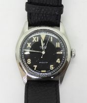 A VINTAGE ROLEX OYSTER with black dial, luminous numerals with an interesting mix of Arabic, Roman