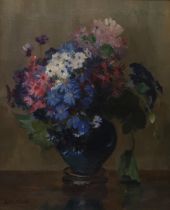 KATE WYLIE (SCOTTISH 1877-1941) MIXED FLOWERS IN A VASE Oil on canvas, signed lower left, 61 x