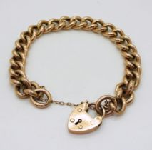 A ROSE GOLD CURB CHAIN BRACELET each link stamped 9c, the clasp further stamped with the makers mark