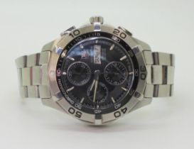 A TAG HEUER AQUARACER AUTOMATIC the stainless steel chronograph, with black dial and bezel, three