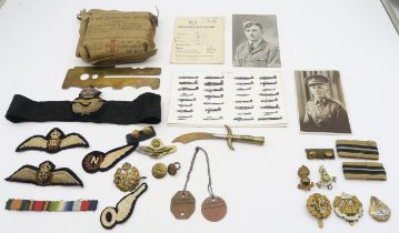 A WW2 RAF Mk III First Aid Outfit for Air Crew, together with a selection of items belonging to