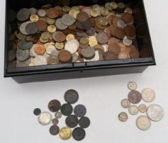 A short cross half penny and various George III and Victorian coins together with a quantity of G.B.