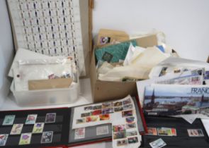 A large box with assorted stamps with kiloware and mint. Further viewing recommended. Condition