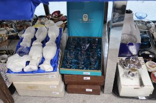 A quantity of boxed crystal including Edinburgh together with Limoges boxes etc Condition Report: