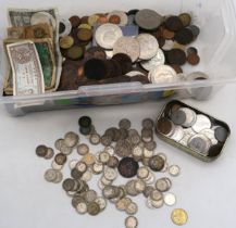 Coins Banknotes and Tokens a lot comprising mostly G.B. coins with Victorian examples together