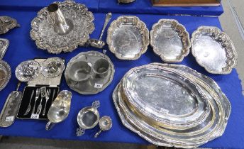 A collection of silver and EPNS including a set of silver cake forks, Birmingham 1941, a mother of