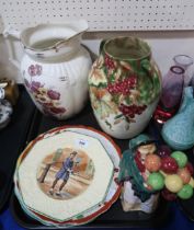 A Royal Doulton Balloon Seller HN583 (af), A Falcon ware two handled vase  a pottery ewer and