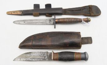 A WW2 British Third Pattern Fairbairn-Sykes Commando fighting knife/dagger, housed in a metal-tipped