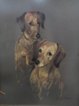 HELEN M. TURNER (SCOTTISH b.1937)  COUPLE OF DACHSHUNDS  Pastel on paper, signed lower right, 70 x