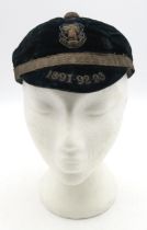 Glasgow University Football Club - a late-Victorian velvet cap, with bullion-embroidered St. Mungo