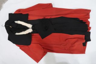 A St Andrew's red gown, a black gown, a mortar board and stole Condition Report:No condition