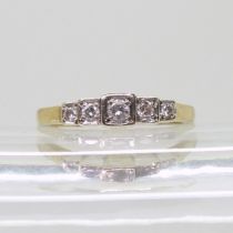 A 9ct gold five stone diamond ring, set with estimated approx 0.20cts of brilliant cuts, finger size