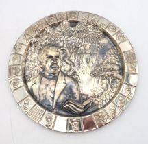 A South African 'David Livingstone' commemorative silver salver, marked 'Silver' '31', of circular