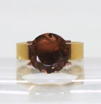 A 14k gold retro smoky quartz ring made by Kupitaan Kulta of Finland, finger size M, weight 3.5gms