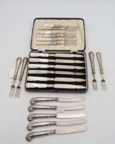 A cased set of Victorian silver mother of pearl cake knives and forks, by T Smith & Sons, Glasgow