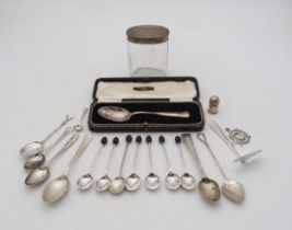 A collection of silver including a set of coffee spoons, by Cooper Brothers & Sons, Birmingham,