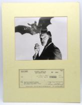 Vincent Price: a signed Bank of America cheque, payable to Emerson's Locksmith Company, Santa Monica