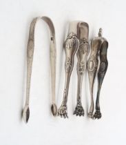 A pair of Georgian silver sugar tongs, by Hester Bateman, London, with bright-engraved decoration, a