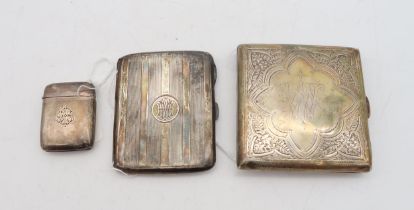 An Edwardian silver cigarette case, by Arthur Cook, Birmingham 1904, of square form with engraved