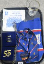 Glasgow Rangers F.C.: a small collection of memorabilia, comprising vintage supporters' scarves,