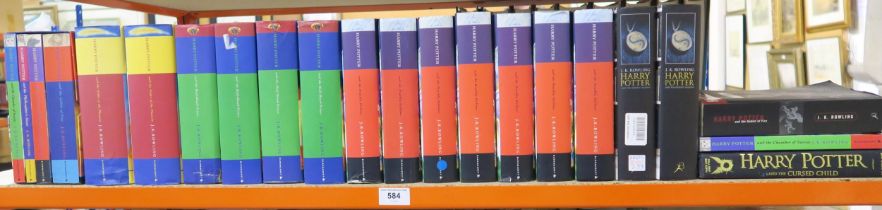 A collection of first edition hardback copies of the later Harry Potter books - The Order of the