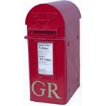 Cast iron post box, lamp box short door type, George V. Complete with a later plastic door plate