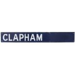 Southern Railway destination board enamel CLAPHAM from the departure board at either Charing Cross