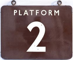 BR(W) FF enamel railway sign PLATFORM 2. Double sided, both sides in very good condition with