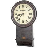 Great Western Railway 12 inch mahogany cased drop dial trunk railway clock with a chain driven fusee