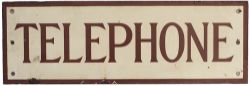 Post Office enamel sign TELEPHONE. In good condition with minor edge chipping. Measures 24in x