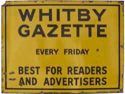 Advertising enamel sign WHITBY GAZETTE EVERY FRIDAY BEST FOR READERS AND ADVERTISERS. In good