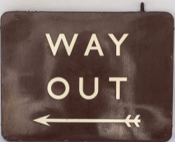 BR(W) FF enamel railway sign WAY OUT with left facing arrow. Double sided, one side blank complete