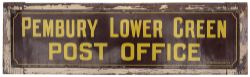 Post Office enamel sign PEMBURY LOWER GREEN POST OFFICE. In very good condition still mounted on