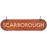 BR(NE) wooden destination sign SCARBOROUGH. Double sided printed wood complete with metal end and