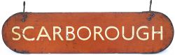 BR(NE) wooden destination sign SCARBOROUGH. Double sided printed wood complete with metal end and