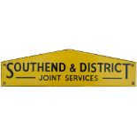 Motoring bus enamel Timetable heading SOUTHEND & DISTRICT SERVICES. In excellent condition. Measures