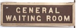 Great Western Railway sign GENERAL WAITING ROOM. Wood with cast iron letters and original wrought
