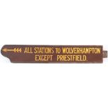 Great Western Railway platform indicator board ALL STATIONS TO WOLVERHAMPTON EXCEPT PRIESTFIELD with