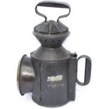 North British Railway single pie crust 3 Aspect handlamp stamped in the side 5671S 1859 WORMIT and