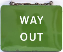 BR(S) FF enamel railway sign WAY OUT. Double sided complete with original hanging hooks and