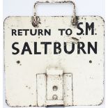 LNER/BR(NE) locomotive headcode with paper letters 3Z91 on the front and RTN TO SM SALTBURN on the