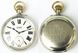 Great Western Railway nickel cased pocket watch with a Rotherhams London English lever movement No