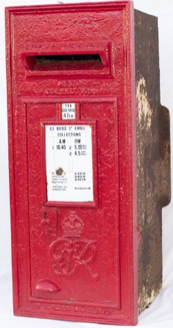 Wall mounted cast iron post box George VI and Crown. Complete with enamel door plate 53 BRIDGE ST