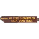 Great Western Railway platform indicator board ALL STATIONS TO LEAMINGTON SPA EXCEPT WIDNEY MANOR