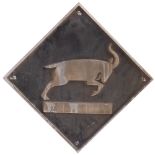 British Railways cast aluminium depot plaque for Cardiff Canton depicting the Goat. Square cast