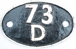 Shedplate 73D Gillingham 1948 to June 1959. This ex SECR shed had an allocation of around 35 locos